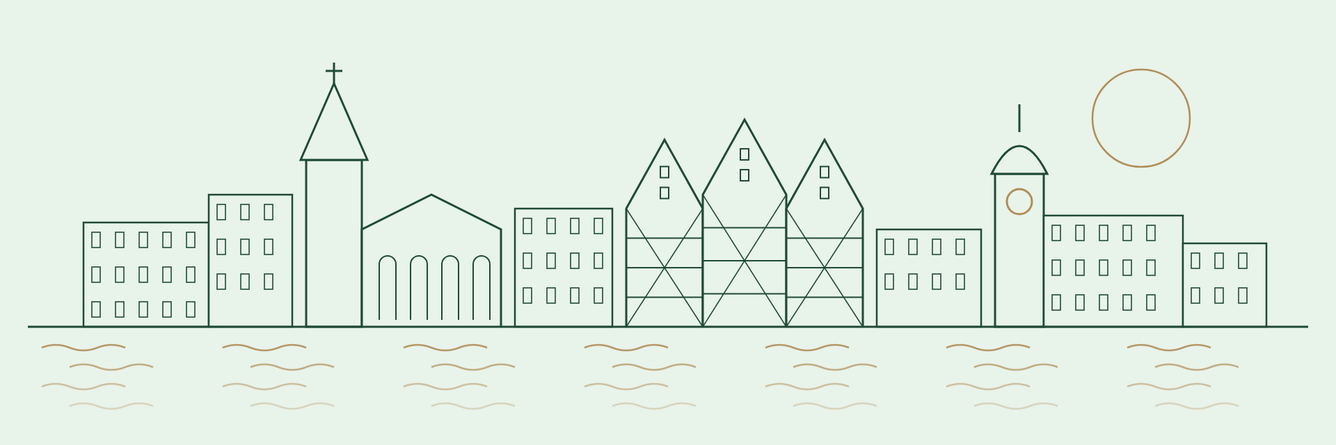 Ilustracja panoramy Bydgoszczy nad Brdą
